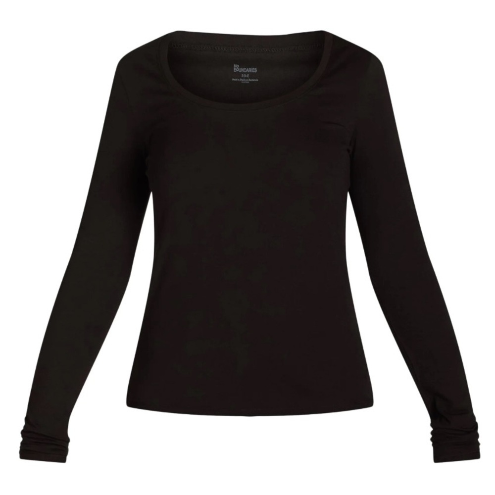 No Boundaries Girl’s Classic Black Long Sleeve Tee Size S NEW